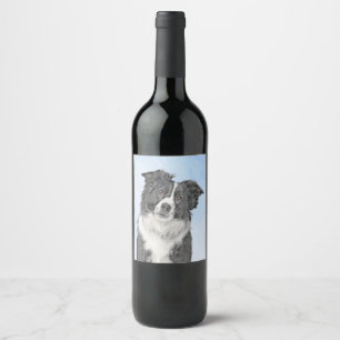 Gräns Collie-färgning - Cute Original-Hund Vinflaska Etikett