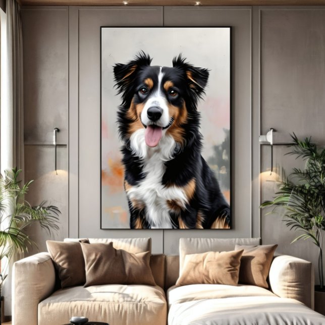 Gräns Collie Focus of the Fält Canvastryck (Skapare uppladdad)