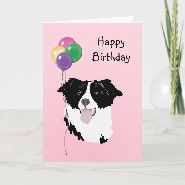Gräns Collie, födelsedagsballonger Kort (Framsida)