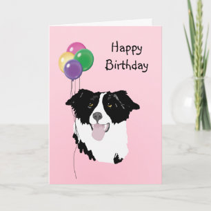 Gräns Collie, födelsedagsballonger Kort