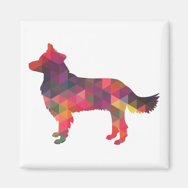 Gräns Collie Geometric Silhouette Multi Magnet (Framsidan)