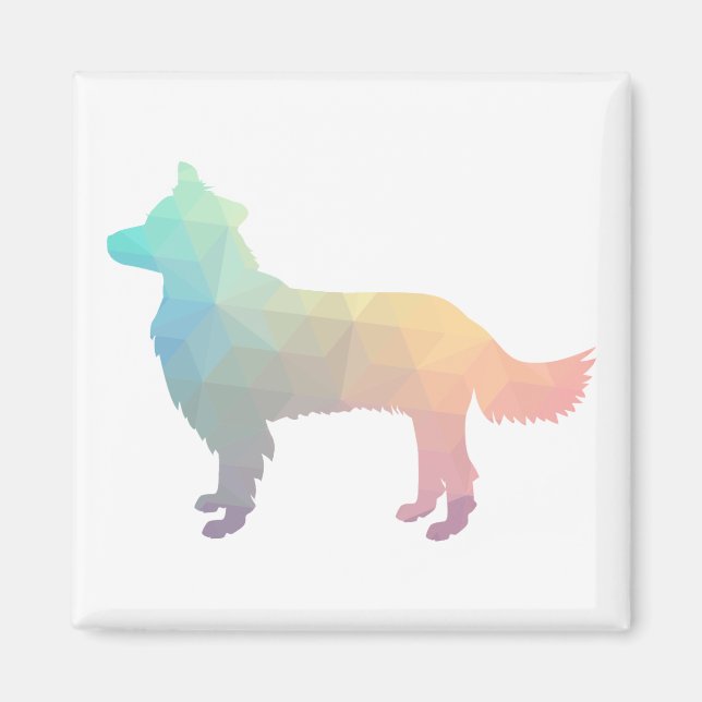 Gräns Collie Geometric Silhouette Pastel Magnet (Framsidan)