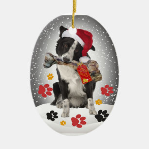 Gräns Collie Gift från jultomten Ornament