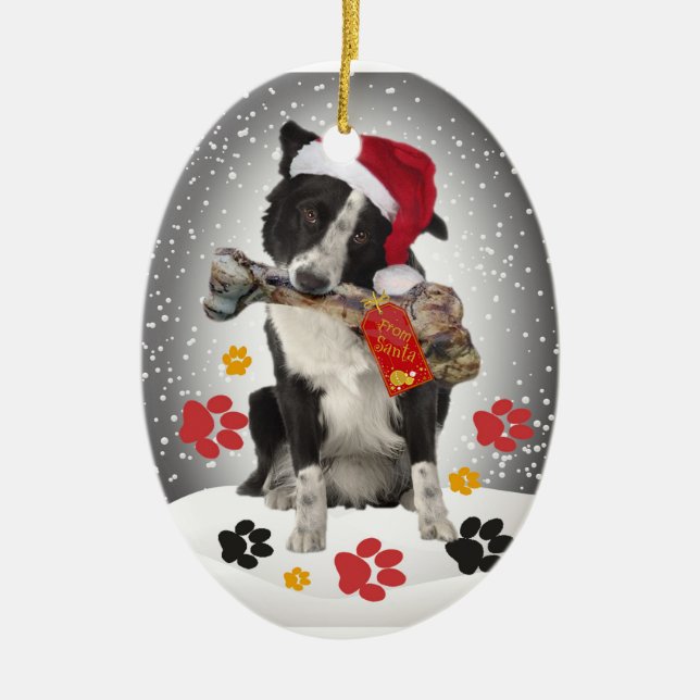 Gräns Collie Gift från jultomten Ornament (Framsidan)