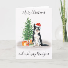 Gräns Collie God jul Santa Hund Helgkort