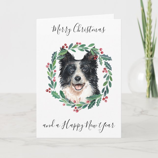 Gräns Collie God jul Trendig Hund Helgkort (Framsida)