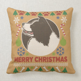 Gräns Collie God jul Ugly Sweater Kudde