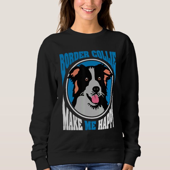 Gräns Collie gör mig Lycklig Hund T Shirt (Framsida)
