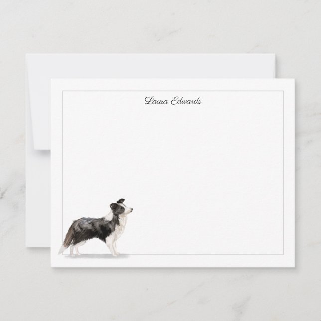 Gräns Collie Grått Gräns Personlig Note Card Anteckningskort (Framsida)