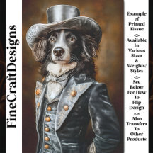 Gräns Collie Grått Victorian Outfit CF5 Decoupage