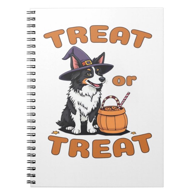 Gräns Collie Halloween Hund Costume ’Treat or Trea Anteckningsbok (Framsidan)