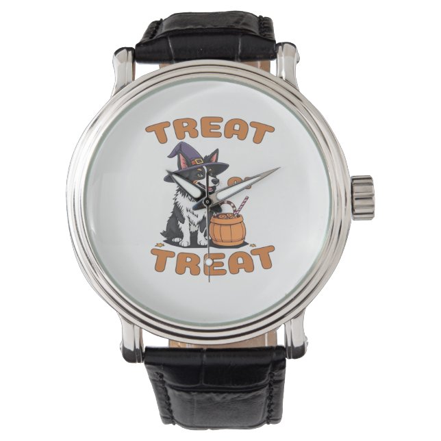 Gräns Collie Halloween Hund Costume ’Treat or Trea Armbandsur (Framsida)