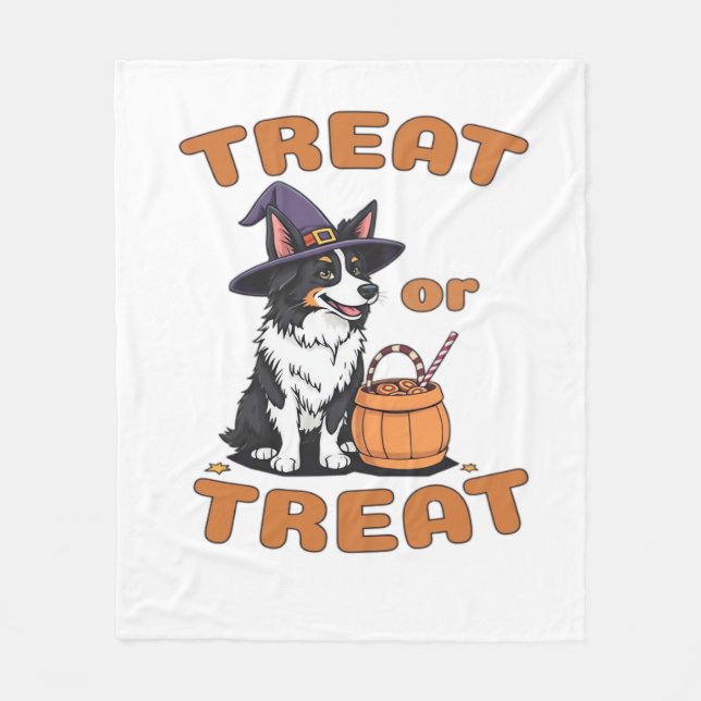 Gräns Collie Halloween Hund Costume ’Treat or Trea Fleecefilt (Framsidan)