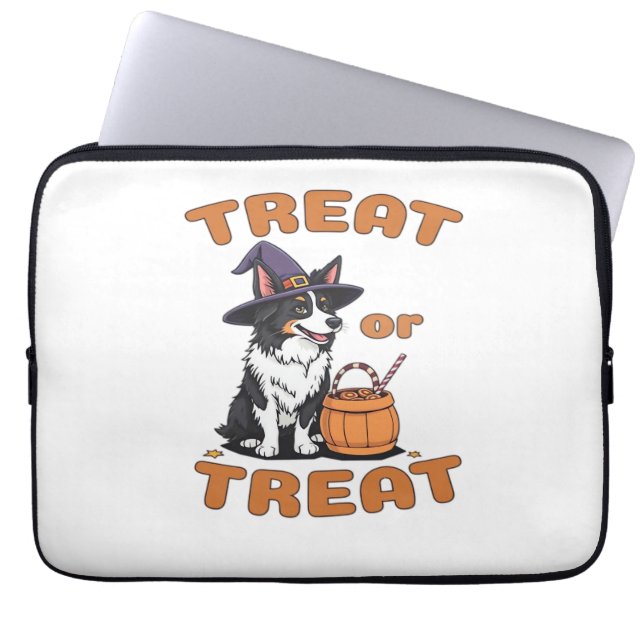 Gräns Collie Halloween Hund Costume ’Treat or Trea Laptop Fodral (Framsidan)