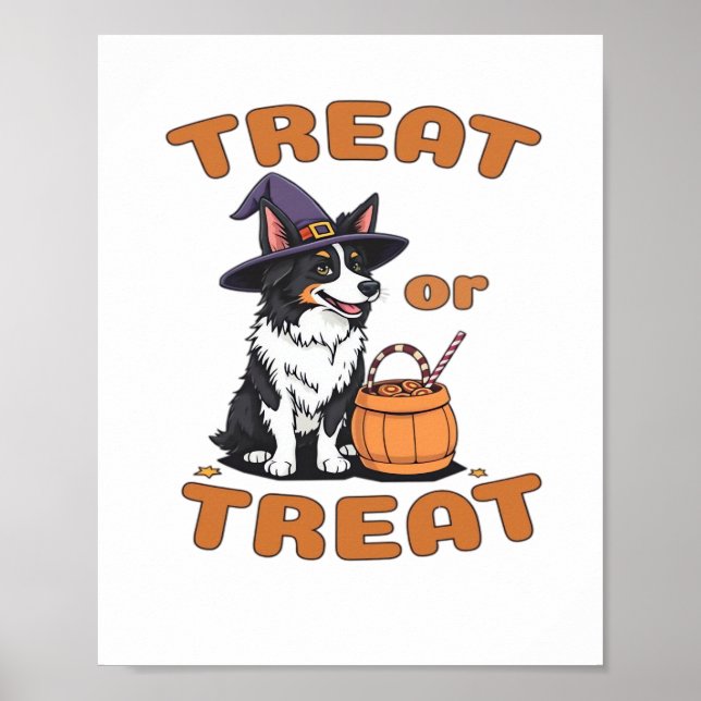 Gräns Collie Halloween Hund Costume ’Treat or Trea Poster (Framsidan)