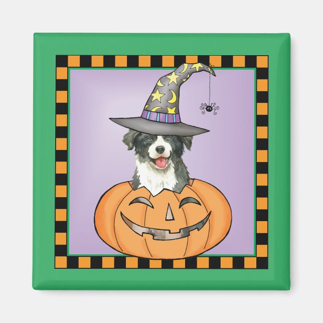 Gräns Collie Halloween Magnet (Framsidan)