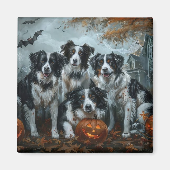 Gräns Collie Halloween Night Doggy Delight Magnet (Framsidan)