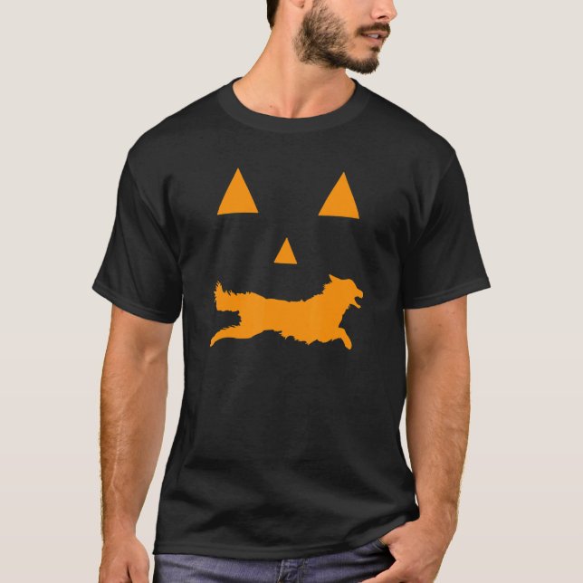 Gräns Collie Halloween Spooky Ansikte Hund Classic T Shirt (Framsida)