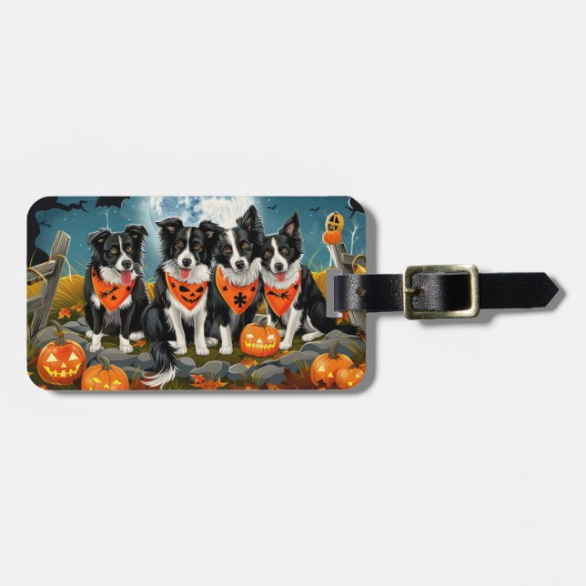 Gräns Collie Halloween Spooky Bagagebricka (Horisontell Framsida)