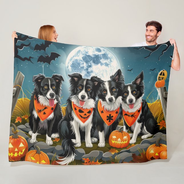 Gräns Collie Halloween Spooky Fleecefilt (På plats)