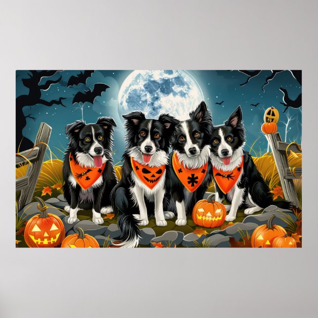 Gräns Collie Halloween Spooky Poster (Framsidan)