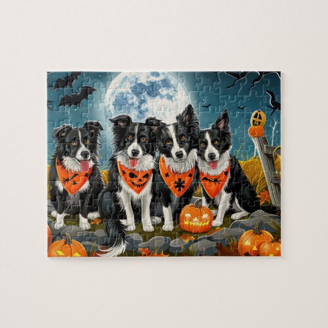 Gräns Collie Halloween Spooky Pussel (Horisontell)