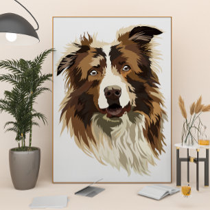 Gräns Collie Hand-Pavisserligen Illustration Poster