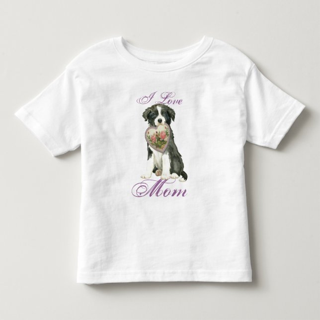 Gräns Collie Heart Mamma T Shirt (Framsida)