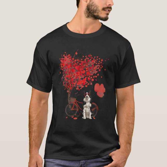 Gräns Collie Hearts Valentine Pet Puppy Hund älska T Shirt (Framsida)