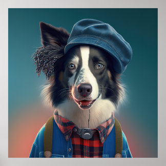 Gräns Collie Hipster Hund Poster
