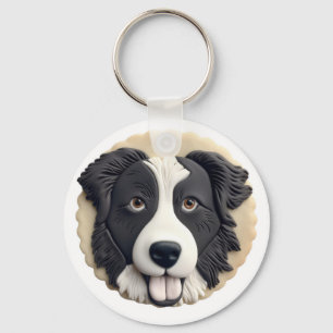 Gräns Collie Hund 3D Inspired Nyckelring