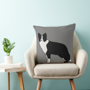 Gräns Collie Hund Abstrakt Illustration Grått Kudde