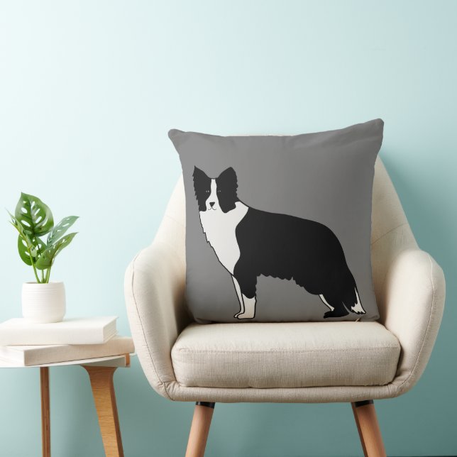 Gräns Collie Hund Abstrakt Illustration Grått Kudde (Stol)