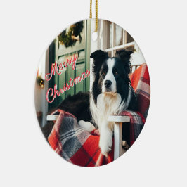 Gräns Collie Hund älskare julklapp Ornament
