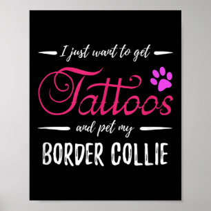 Gräns Collie Hund älskare Tattoo Rolig hund Mamma Poster