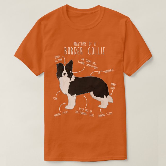 Gräns Collie Hund Anatomy 3 T Shirt (Design framsida)