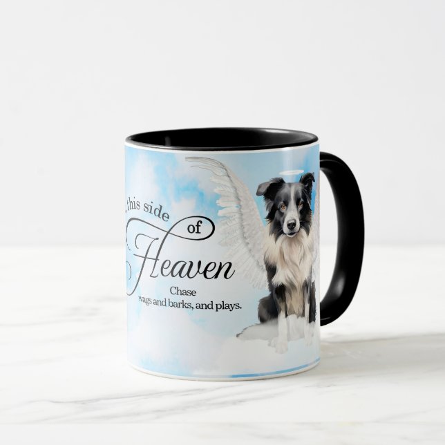 Gräns Collie Hund Angel Anpassningsbar Pet Memoria Mugg (Framsida höger)
