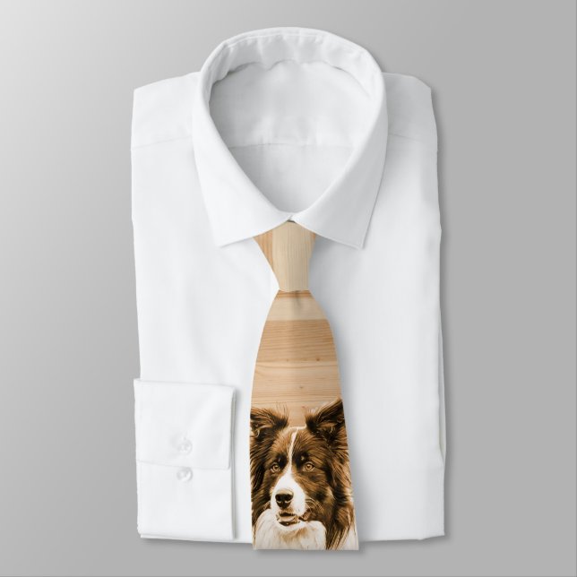 Gräns Collie Hund Animal Pet Wood Tie Slips (Bunden)