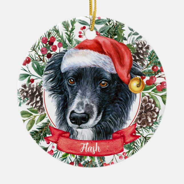 Gräns Collie Hund Anpassningsbar jultomten Ornamen Julgransprydnad Keramik (Framsidan)