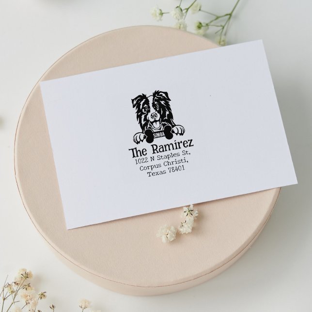 Gräns Collie Hund, Anpassningsbar Returadress, Stämpel (Skapare uppladdad)