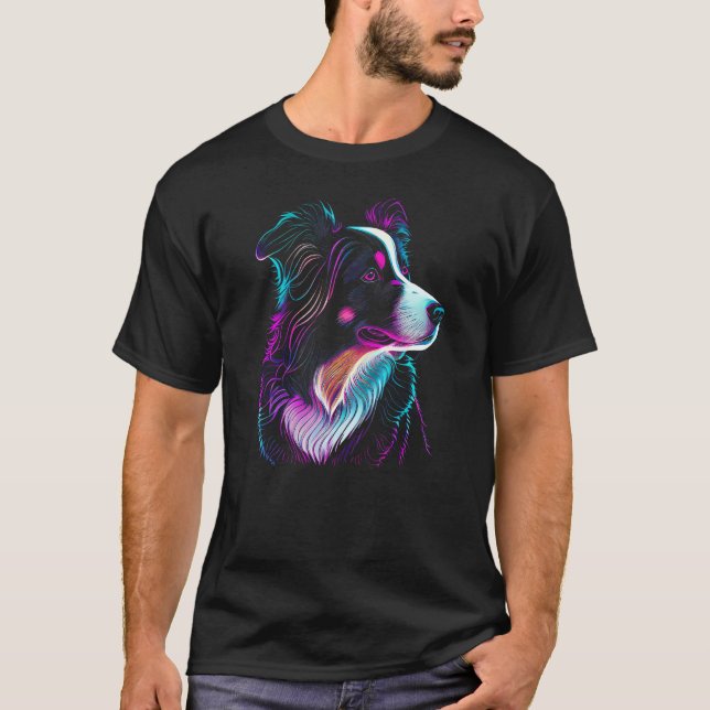 Gräns Collie hund art Gräns Collie T Shirt (Framsida)