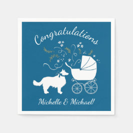 Gräns Collie Hund Baby Shower Puppy Blue Boy Pappersservett