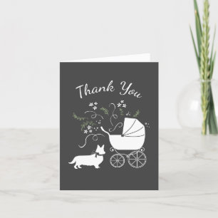 Gräns Collie Hund Baby Shower Puppy Grått Tack Kort