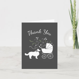 Gräns Collie Hund Baby Shower Puppy Grått Tack Kort