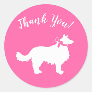 Gräns Collie Hund Baby Shower Puppy Rosa Girl Girl Runt Klistermärke