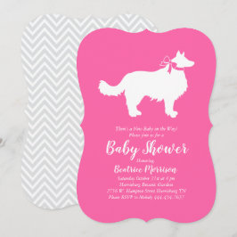 Gräns Collie Hund Baby Shower Rosa Girl Girl Girl Inbjudningar