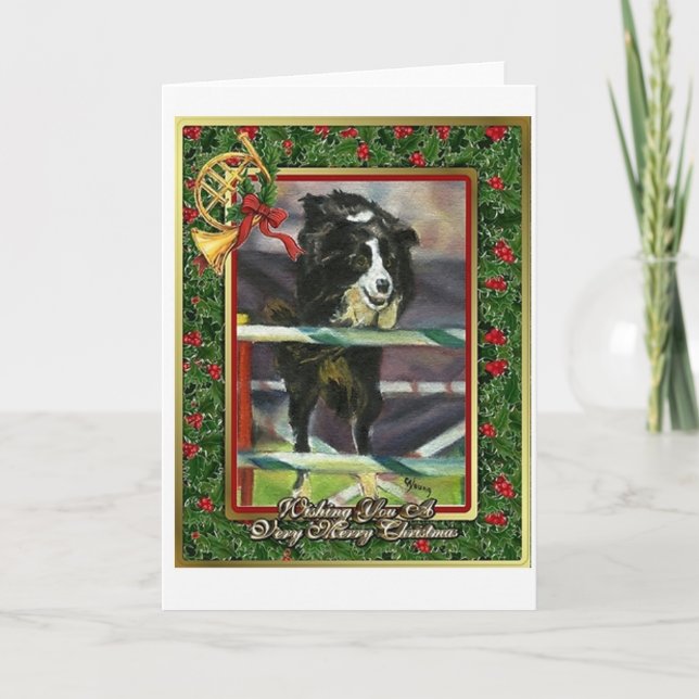 Gräns Collie Hund Blank julkort Helgkort (Framsida)