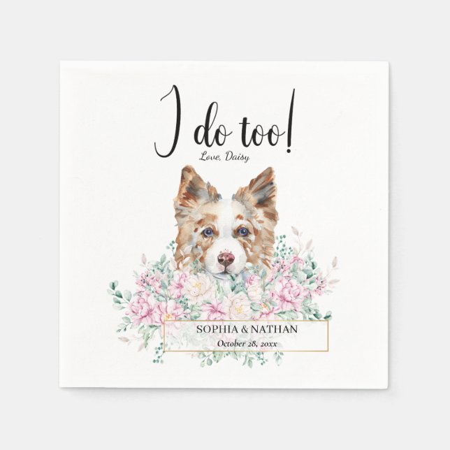 Gräns Collie Hund Cocktail Napkins Pappersservett (Framsidan)