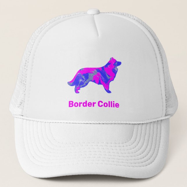 Gräns Collie Hund Cute Rosa Silhouette Anpassnings Keps (Framsida)
