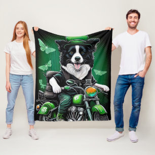 Gräns Collie Hund Driving Bike St. Patrick's Day Fleecefilt